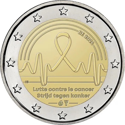 2 € commémorative 2024 Belgique lutte contre le cancer en Belgique