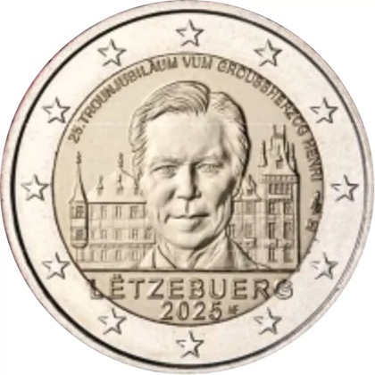 2 euro commémorative 2025 Luxembourg pour le 25e anniversaire de l'Ascension au trône du Grand-Duc Henri 