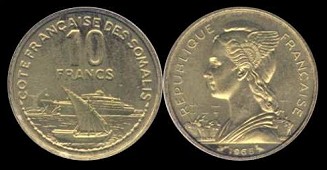 10 francs 1965 côte française des somalis