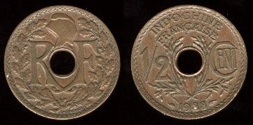 1/2 centime 1938 indochine française