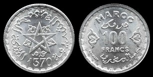 100 francs AH1370 Maroc 