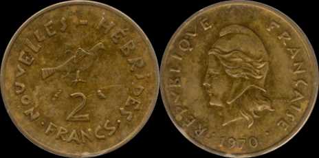 2 francs 1970 nouvelles hébrides