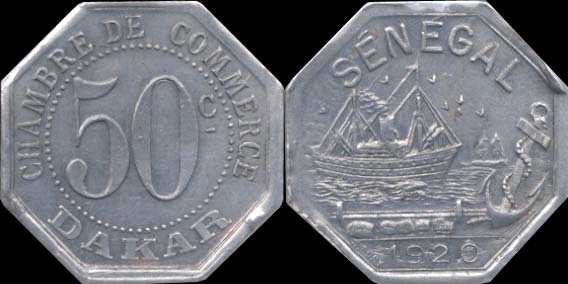 Chambre de commerce de Dakar 50 centimes 1920 Sénégal 