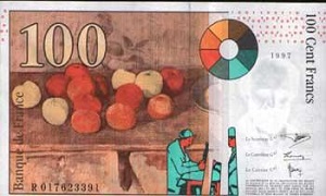 billet de 100 francs Cézanne1997 et 1998