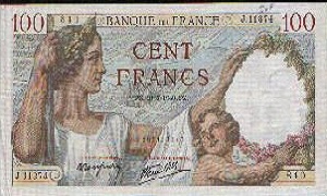 billet de 100 francs Sully 1945
