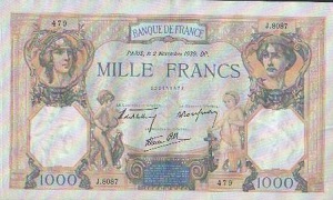 billet de mille francs cérès et Mercure 1927-1940