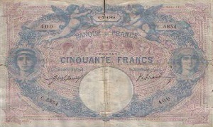 Billet de 50 francs bleu et rose 1889-1924