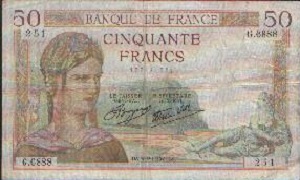 billet 50 francs Cérès 1940