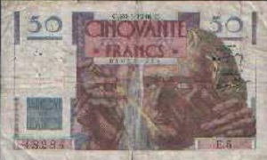 billet de 50 francs le Verrier 1948