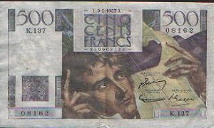 Billet de 500 francs Chateaubriand 1945-1953