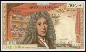 Billet de 500 francs Molière, 500 Nouveaux Francs NF Molière 1959-1966