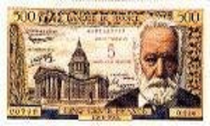 Billet de 500 francs Victor Hugo surchargé 5 nouveaux francs 1958 et 1959