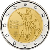 2 euro commémorative 2025 Belgique consacrée à la Loterie Nationale Belge.