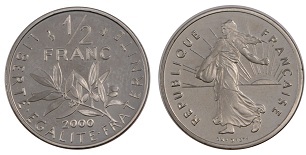 Pièce 1/2 franc semeuse nickel, cotation