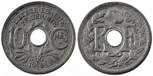 10 centimes 1945 et 1946 Lindauer petit module