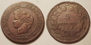 5 centimes Cérès 1871-1898