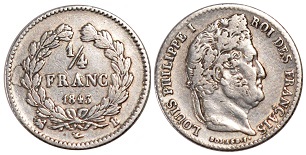 Quart de franc Louis-Philippe 1831-1845