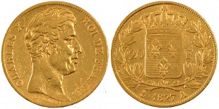20 francs or Charles X 1825-1830