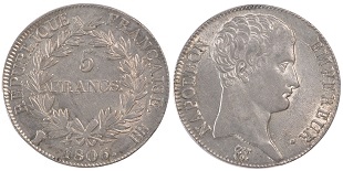 5 francs Napoléon Empereur 1806-1807