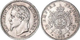 2 francs Napoléon III tête laurée 1866-1870
