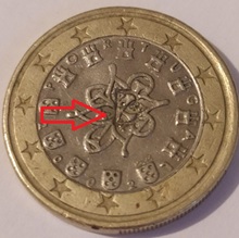pièce de 1 euro avec contremarque un B
