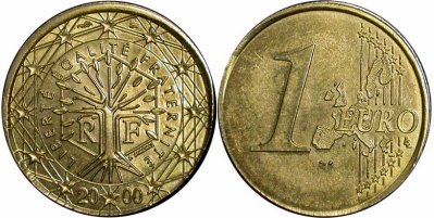 1€ coeur déformé - Eurorare monnaies fautées ou euro rare