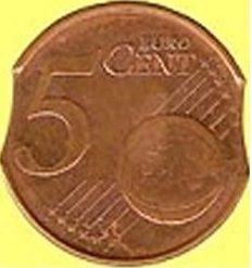 piece de 5 cent d'euro fauté