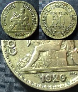 50 centimes 1926 fautée