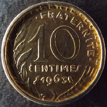 10 centimes 1963 fautée