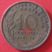 10 centimes de franc fautée