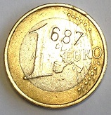 pièce de 1 euro avec contre marque de chiffre