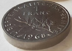 piéfort d'une pièce de 1 franc  1968
